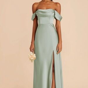 Birdy Grey Bridesmaid Dress - Mia in Sage Matte Satin XS